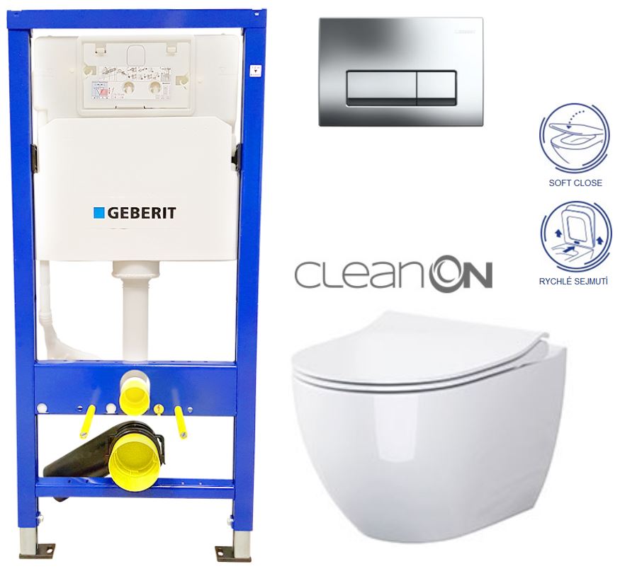 Obrázok /SET/GEBERIT - SET Duofix Sada pre závesné WC 458.103.00.1 + tlačidlo + WC CERSANIT URBAN HARMONY CLEAN ON + SEDADLO (458.103.00.1 HA1)