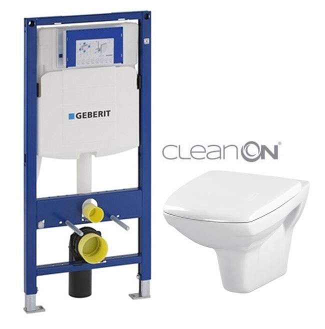 Obrázok /SET/GEBERIT - SET Duofix pre závesné WC 111.300.00.5 + klozet a sedadlo CERSANIT CARINA CLEAN ON / K31-046 + K98-0068 / (111.300.00.5 CA1)