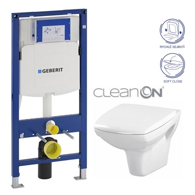 Obrázok /SET/GEBERIT - SET Duofix pre závesné WC 111.300.00.5 + klozet a sedadlo CERSANIT CARINA CLEAN ON / K31-046 + K98-0069 / (111.300.00.5 CA2)