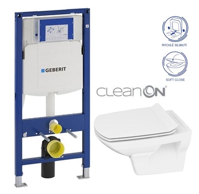 Obrázok /SET/GEBERIT - SET Duofix pre závesné WC 111.300.00.5 + klozet a sedadlo CERSANIT CARINA CLEAN ON / K31-046 + K98-0135 / (111.300.00.5 CA3)