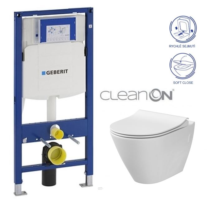 Obrázok /SET/GEBERIT - SET Duofix pre závesné WC 111.300.00.5 CR + klozet a sedadlo CERSANIT CITY CLEAN ON / K35-025 + K98-0146 / (111.300.00.5 CI1)