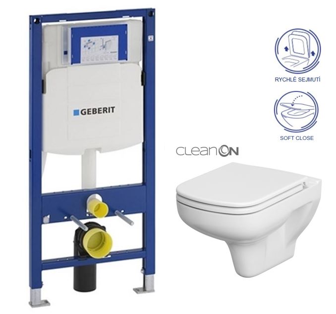 Obrázok /SET/GEBERIT - SET Duofix pre závesné WC 111.300.00.5 bez ovládacej dosky + WC CERSANIT COLOUR NEW CLEAN ON + Sedadlo (111.300.00.5 CN1