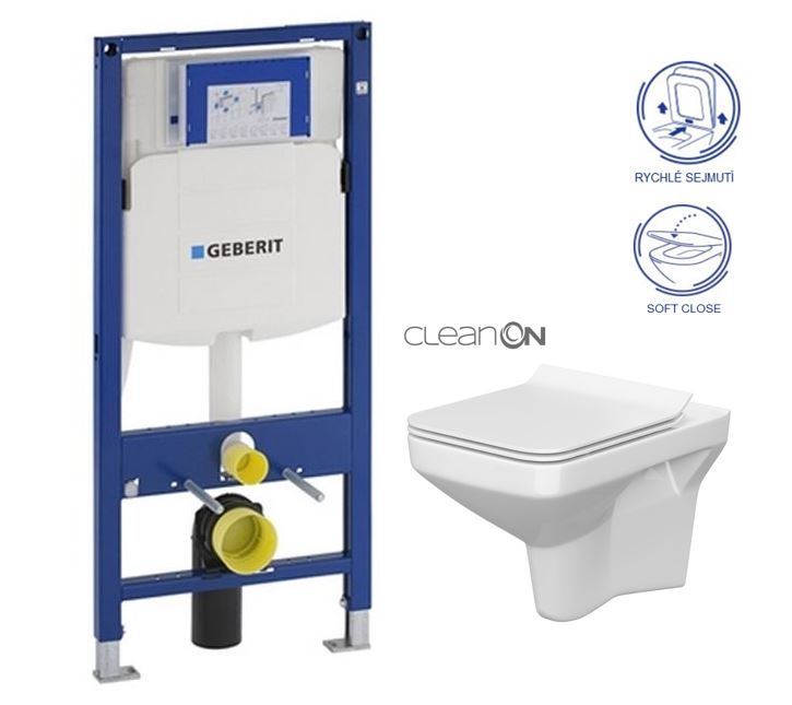 Obrázok /SET/GEBERIT - SET Duofix pre závesné WC 111.300.00.5 bez ovládacej dosky + WC CERSANIT COMO NEW CLEANON + Sedadlo (111.300.00.5 CO1)