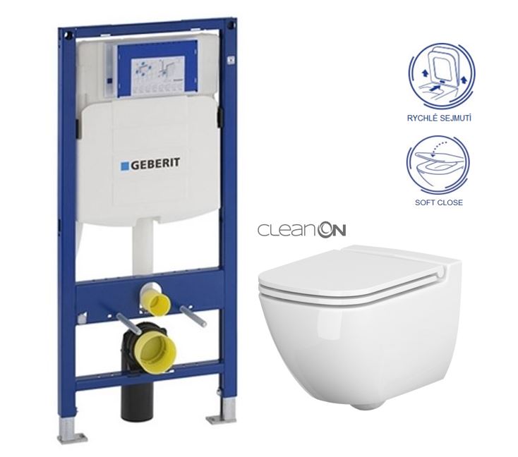 Obrázok /SET/GEBERIT - SET Duofix pre závesné WC 111.300.00.5 bez ovládacej dosky + WC CERSANIT Caspia NEW CLEAN ON + Sedadlo (111.300.00.5 CP1)