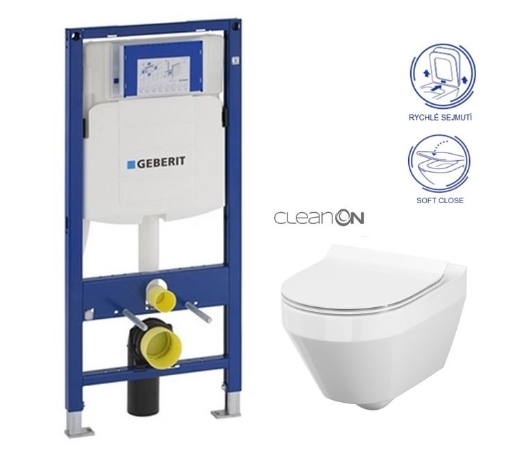 Obrázok /SET/GEBERIT - SET Duofix pre závesné WC 111.300.00.5 CR + klozet a sedadlo CERSANIT CREA OVAL CLEAN ON / K114-015 + K98-0177 / (111.300.00.5 CR1)