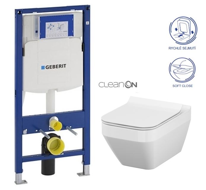 Obrázok /SET/GEBERIT - SET Duofix pre závesné WC 111.300.00.5 CR + klozet a sedadlo CERSANIT CREA HRAN. CLEAN ON / K114-016 + K98-0178 / (111.300.00.5 CR2)