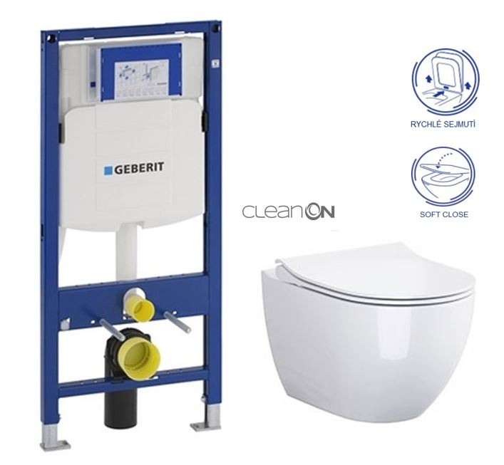 Obrázok /SET/GEBERIT - SET Duofix pre závesné WC 111.300.00.5 bez ovládacej dosky + WC CERSANIT URBAN HARMONY CLEAN ON + Sedadlo (111.300.00.5 HA1)