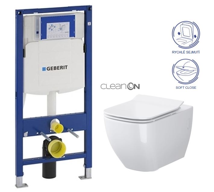 Obrázok /SET/GEBERIT - SET Duofix pre závesné WC 111.300.00.5 bez ovládacej dosky + WC CERSANIT METROPOLITAN CLEAN ON + Sedadlo (111.300.00.5 ME1)