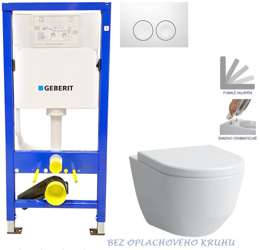 Obrázok /SET/GEBERIT - SET Duofix Sada pro závěsné WC 458.103.00.1 + tlačítko DELTA21 bílé + WC LAUFEN PRO RIMLESS + SEDÁTKO (458.103.00.1 21BI LP1)