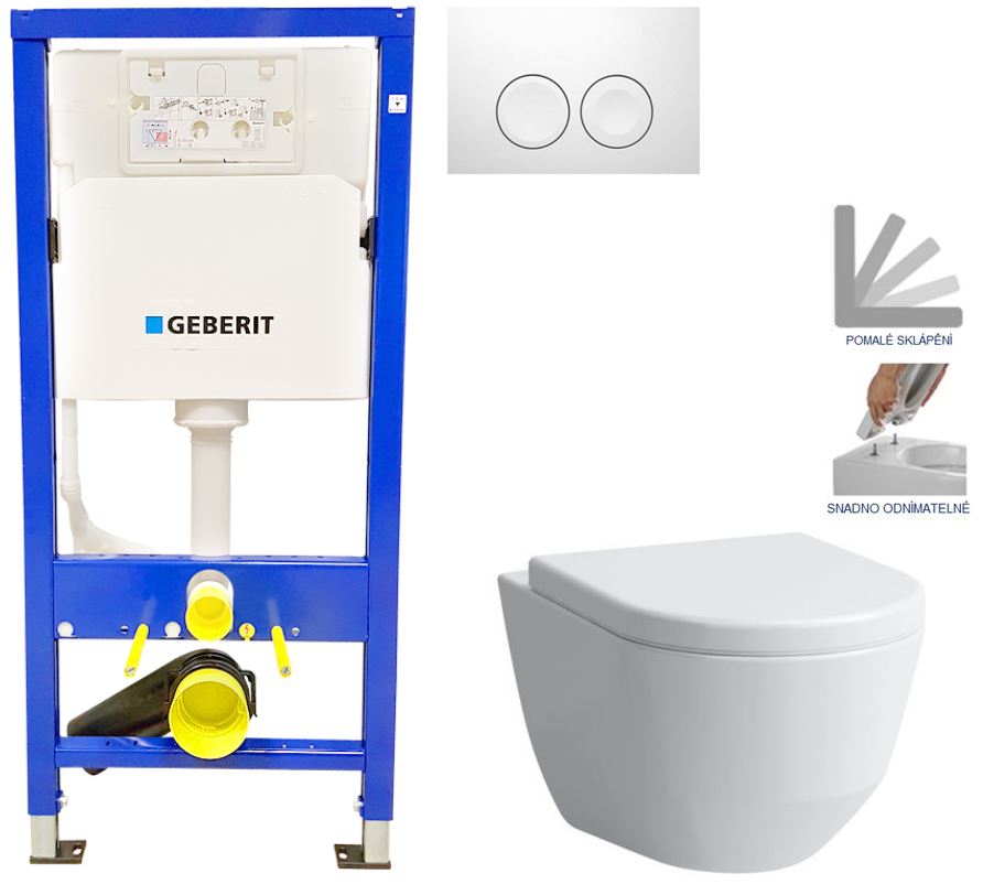 Obrázok /SET/GEBERIT - SET Duofix Sada pro závěsné WC 458.103.00.1 + tlačítko DELTA21 bílé + WC LAUFEN PRO + SEDÁTKO (458.103.00.1 21BI LP3)