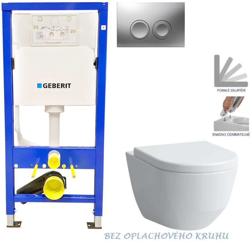 Obrázok /SET/GEBERIT - SET Duofix Sada pro závěsné WC 458.103.00.1 + tlačítko DELTA21 matné + WC LAUFEN PRO RIMLESS + SEDÁTKO (458.103.00.1 21MA LP1)