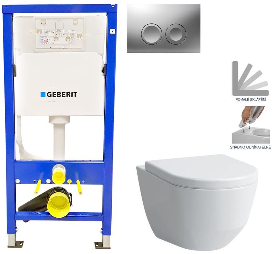 Obrázok /SET/GEBERIT - SET Duofix Sada pro závěsné WC 458.103.00.1 + tlačítko DELTA21 matné + WC LAUFEN PRO + SEDÁTKO (458.103.00.1 21MA LP3)