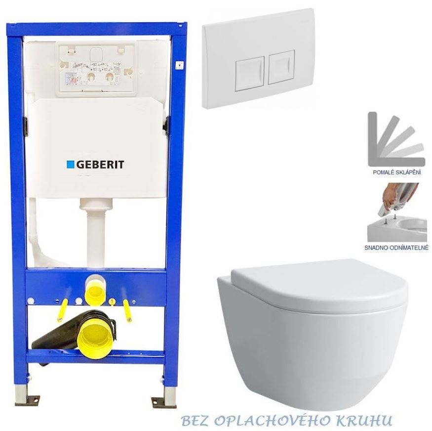 Obrázok /SET/GEBERIT - SET Duofix Sada pro závěsné WC 458.103.00.1 + tlačítko DELTA50 bílé + WC LAUFEN PRO RIMLESS + SEDÁTKO (458.103.00.1 50BI LP1)