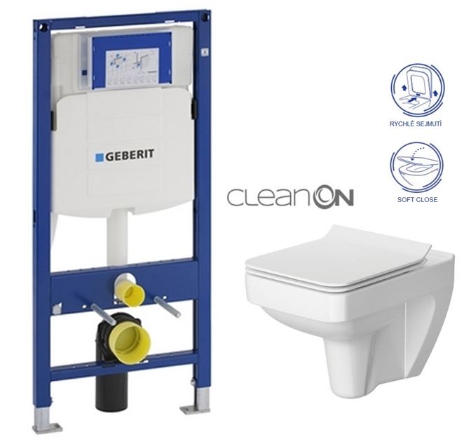 Obrázok /SET/GEBERIT - SET Duofix pro závěsné WC 111.300.00.5 bez ovládací desky + WC CERSANIT SPLENDOUR CLEANON + Sedátko (111.300.00.5 SP1)