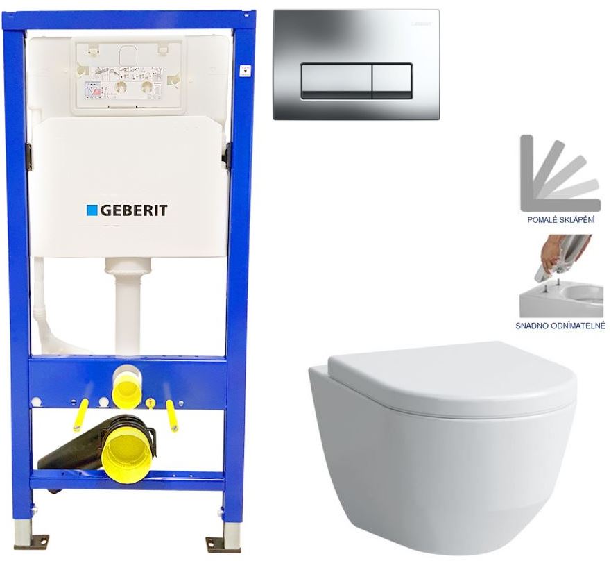 Obrázok /SET/GEBERIT - SET Duofix Sada pro závěsné WC 458.103.00.1 + tlačítko DELTA51 CHROM+ WC LAUFEN PRO + SEDÁTKO (458.103.00.1 LP3)