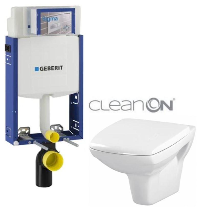 Obrázok /SET/GEBERIT - SET Kombifix KOMBIFIX ECO pro závěsné WC, nádržka UP 320 bez Ovládací desky + WC CERSANIT CARINA CLEANON + SEDÁTKO (110.302.00.5 CA1)