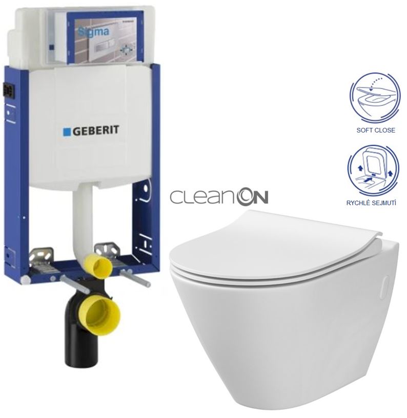 Obrázok /SET/GEBERIT - SET Kombifix KOMBIFIX ECO pro závěsné WC, nádržka UP 320 bez Ovládací desky + WC CERSANIT CITY CLEANON + SEDÁTKO (110.302.00.5 CI1)