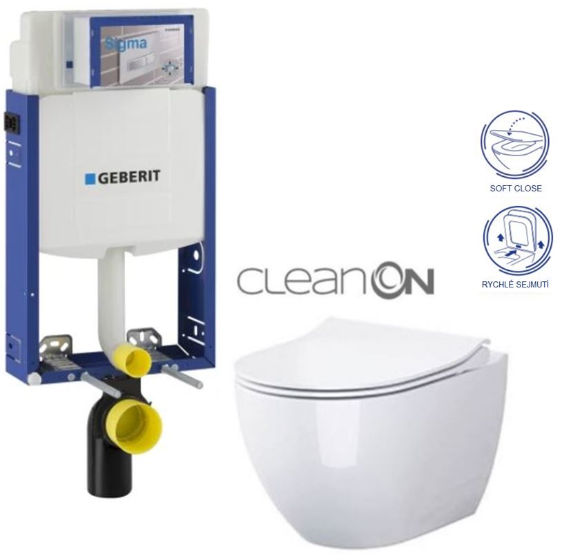 Obrázok /SET/GEBERIT - SET Kombifix KOMBIFIX ECO pro závěsné WC, nádržka UP 320 bez Ovládací desky + WC OPOCZNO URBAN HARMONY CLEANON + SEDÁTKO (110.302.00.5 HA1)