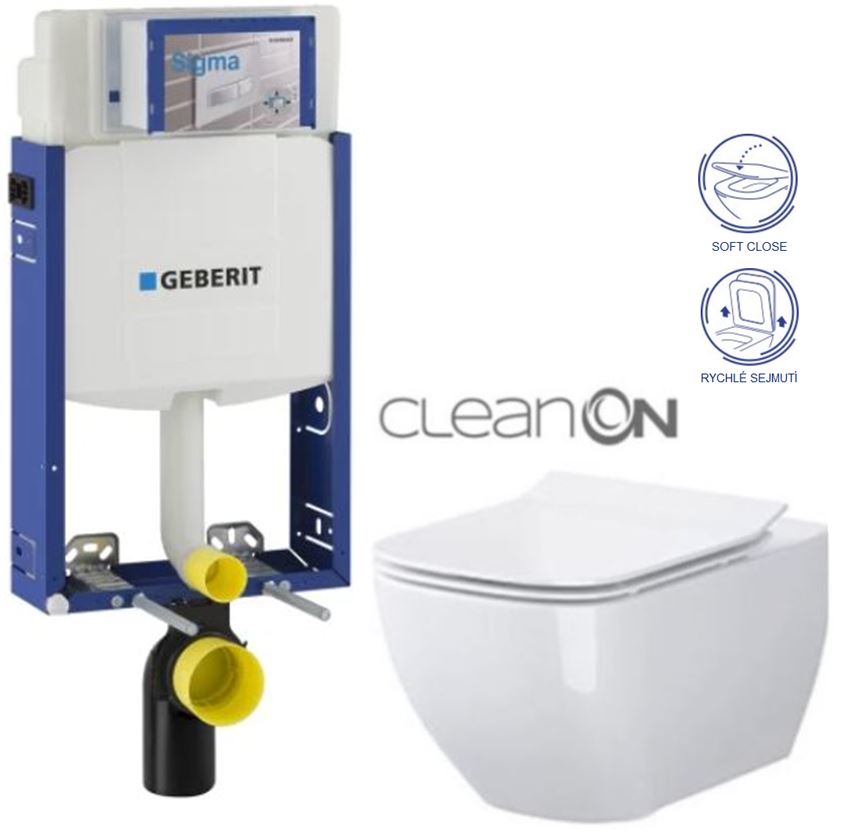 Obrázok /SET/GEBERIT - SET Kombifix KOMBIFIX ECO pro závěsné WC, nádržka UP 320 bez Ovládací desky + WC OPOCZNO METROPOLITAN CLEANON + SEDÁTKO (110.302.00.5 ME1)