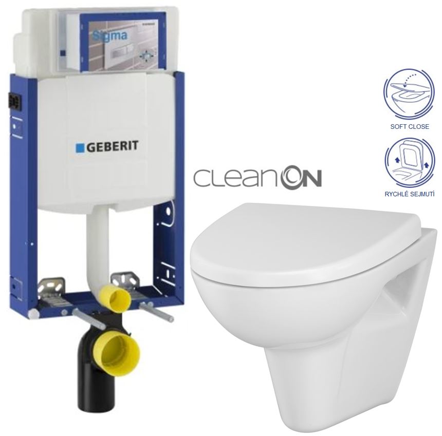 Obrázok /SET/GEBERIT - SET Kombifix KOMBIFIX ECO pro závěsné WC, nádržka UP 320 bez Ovládací desky + WC CERSANIT PARVA CLEANON + SEDÁTKO (110.302.00.5 PA1)