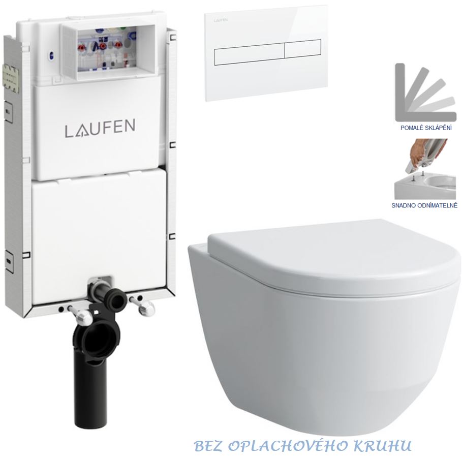 Obrázok /SET/LAUFEN - Podomít. systém LIS TW1 SET BÍLÁ + ovládací tlačítko BÍLÉ + WC LAUFEN PRO RIMLESS + SEDÁTKO (H8946630000001BI LP1)