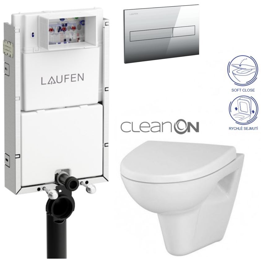 Obrázok /SET/LAUFEN - Podomít. systém LIS TW1 SET + ovládací tlačítko CHROM + WC CERSANIT PARVA CLEANON + SEDÁTKO (H8946630000001CR PA1)