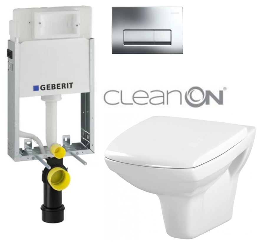 Obrázok /SET/GEBERIT - SET GEBERIT - KOMBIFIXBasic včetně ovládacího tlačítka DELTA 51 CR pro závěsné WC CARINA CLEAN ON - SEDÁTKO (110.100.00.1 51CR CA1)