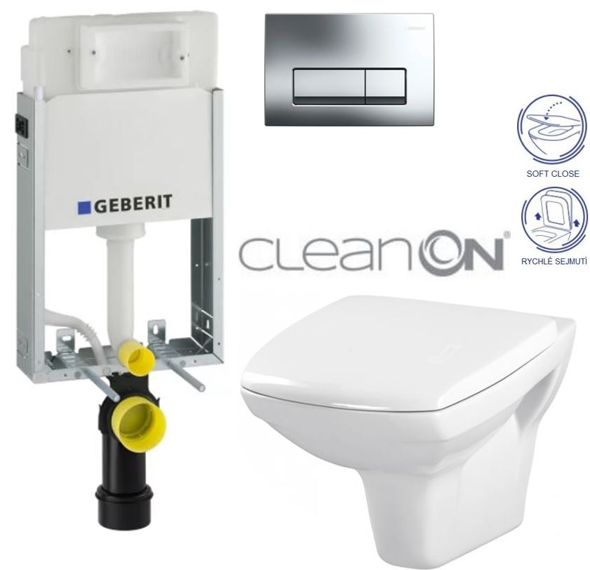 Obrázok /SET/GEBERIT - SET GEBERIT - KOMBIFIXBasic včetně ovládacího tlačítka DELTA 51 CR pro závěsné WC CARINA CLEAN ON + SEDÁTKO (110.100.00.1 51CR CA2)