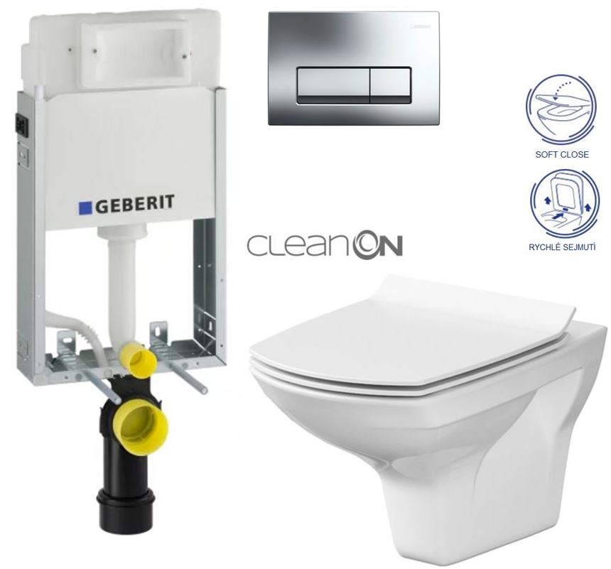 Obrázok /SET/GEBERIT - SET GEBERIT - KOMBIFIXBasic včetně ovládacího tlačítka DELTA 51 CR pro závěsné WC CARINA CLEAN ON + SEDÁTKO (110.100.00.1 51CR CA3)