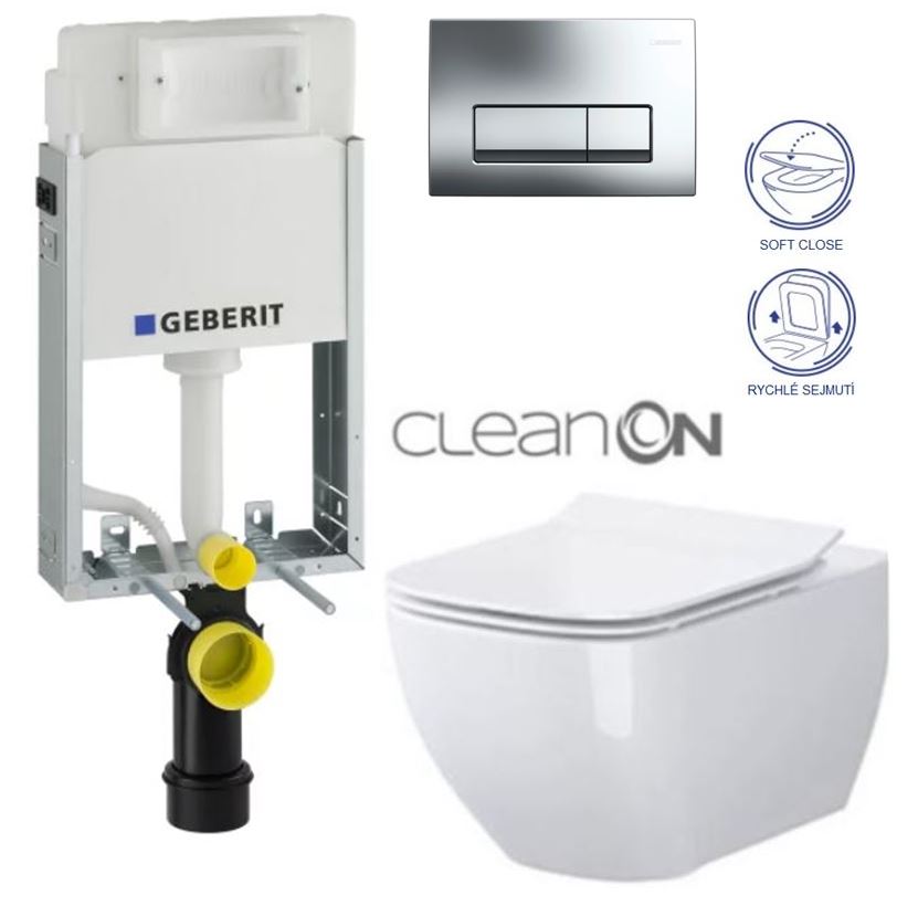 Obrázok /SET/GEBERIT - SET GEBERIT - KOMBIFIXBasic včetně ovládacího tlačítka DELTA 51 CR pro závěsné WC OPOCZNO METROPOLITAN CLEAN ON + SEDÁTKO (110.100.00.1 51CR ME1)