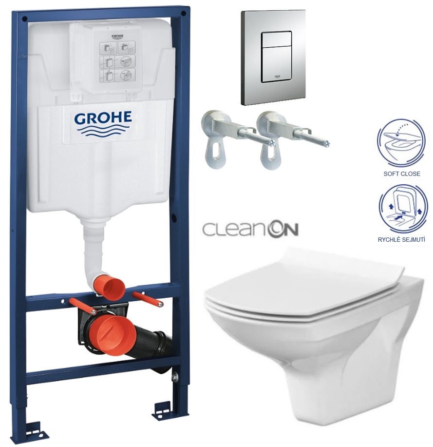 Obrázok /SET/GROHE - Rapid SL Rapid SL pre závesné WC 38528SET + WC CERSANIT CARINA CLEAN ON + SEDADLO (38772001 CA3)