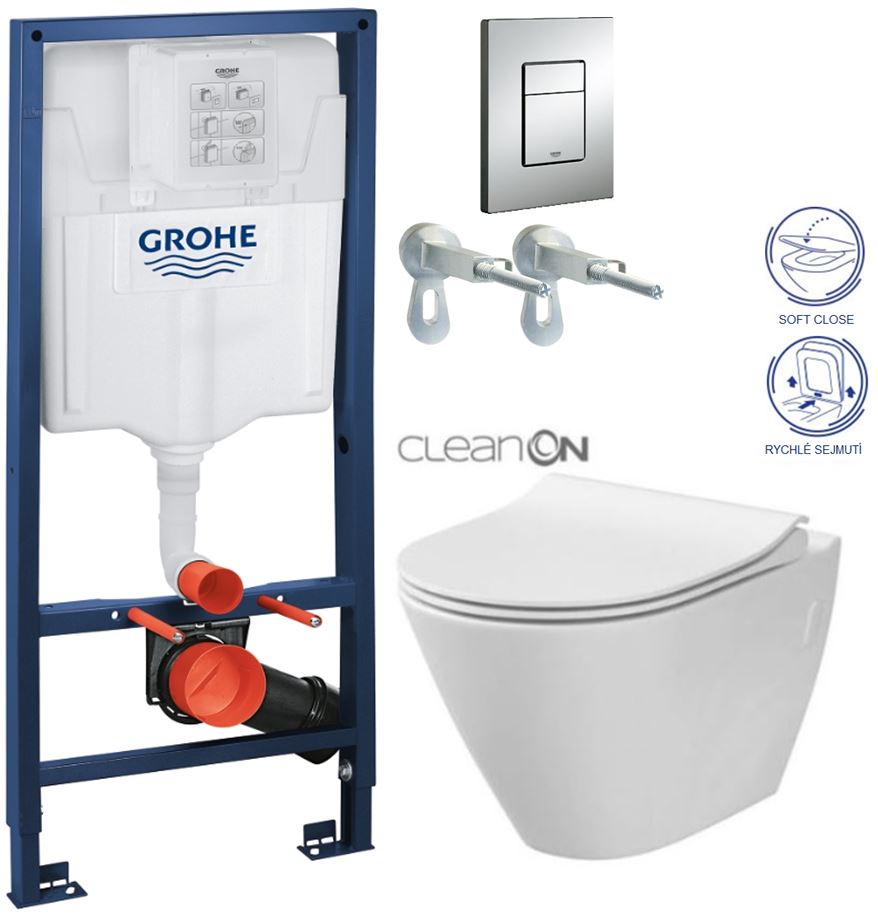 Obrázok /SET/GROHE - Rapid SL Rapid SL pre závesné WC 38528SET + WC CERSANIT CITY CLEAN ON + SEDADLO (38772001 CI1)