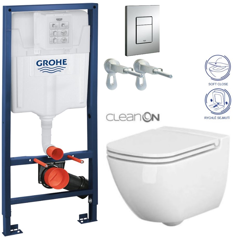 Obrázok /SET/GROHE - Rapid SL Rapid SL pre závesné WC 38528SET + WC CERSANIT CASPIA CLEAN ON + SEDADLO (38772001 CP1)