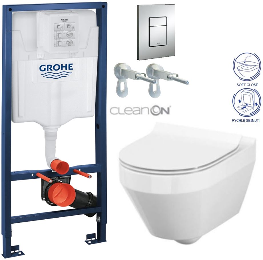 Obrázok /SET/GROHE - Rapid SL Rapid SL pre závesné WC 38528SET + WC CERSANIT CREA OVÁL CLEAN ON + SEDADLO (38772001 CR1)