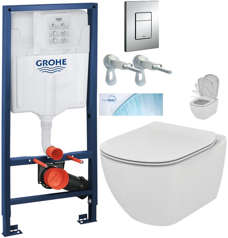 Obrázok /SET/GROHE - Rapid SL Rapid SL pre závesné WC 38528SET + WC TESI so sedadlom SoftClose, AquaBlade (38772001 TE1)