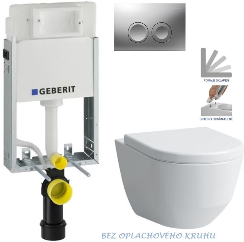 Obrázok /SET/GEBERIT - SET KOMBIFIXBasic vrátane ovládacieho tlačidla DELTA 21 MAT pre závesné WC LAUFEN PRO RIMLESS + SEDADLO (110.100.00.1 21MA LP1)