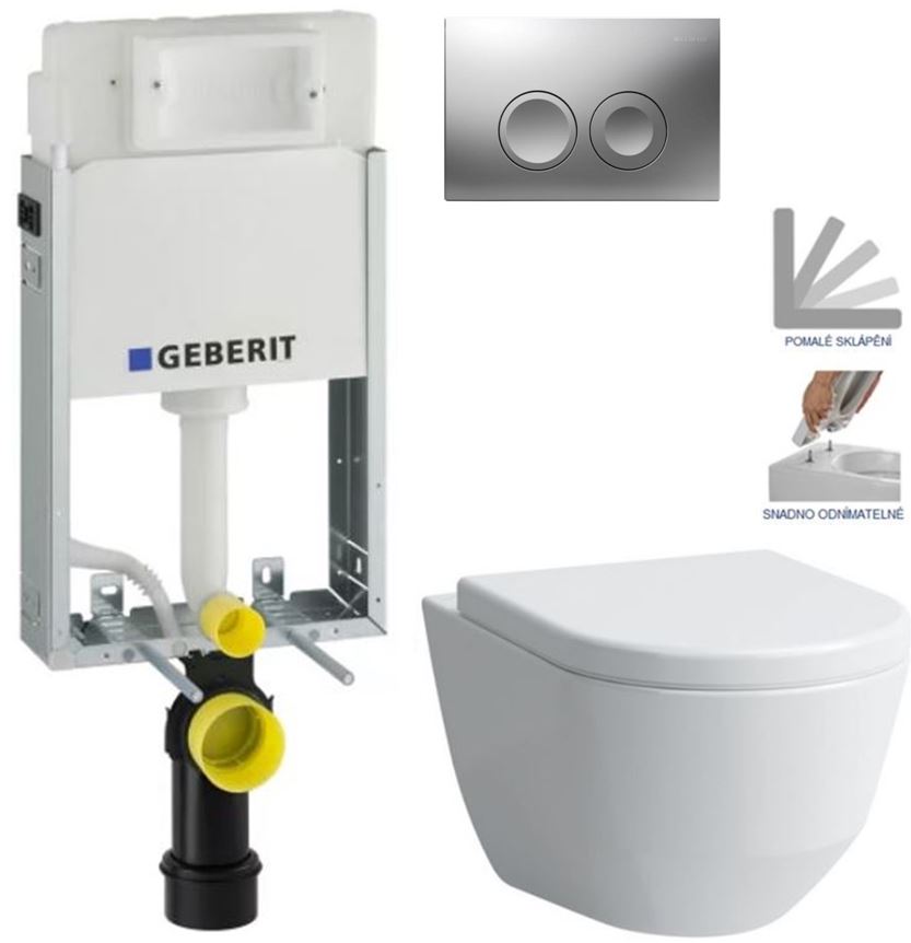 Obrázok /SET/GEBERIT - SET KOMBIFIXBasic vrátane ovládacieho tlačidla DELTA 21 MAT pre závesné WC LAUFEN PRO + SEDADLO (110.100.00.1 21MA LP3)