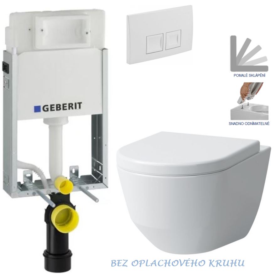 Obrázok /SET/GEBERIT - SET KOMBIFIXBasic vrátane ovládacieho tlačidla DELTA 50 Biele pre závesné WC LAUFEN PRO RIMLESS + SEDADLO (110.100.00.1 50BI LP1)