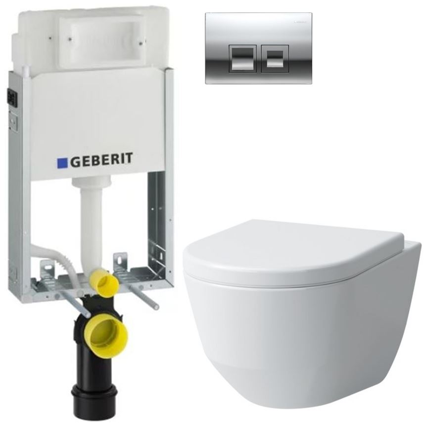 Obrázok SET GEBERIT - KOMBIFIXBasic včetně ovládacího tlačítka DELTA 50 CR pro závěsné WC LAUFEN PRO + SEDÁTKO (110.100.00.1 50CR LP3)