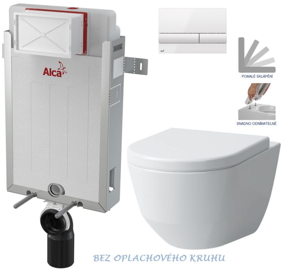 Obrázok /SET/ALCAPLAST - SET Renovmodul - predstenový inštalačný systém + tlačidlo M1710 + WC LAUFEN PRO RIMLESS + SEDADLO (AM115/1000 M1710 LP1)