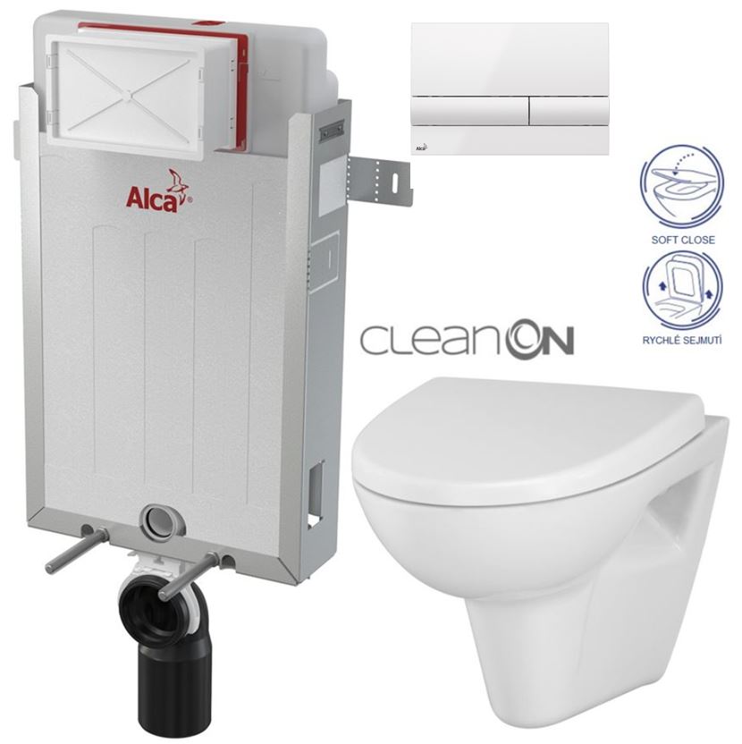 Obrázok /SET/ALCAPLAST - SET Renovmodul - predstenový inštalačný systém + tlačidlo M110 + WC CERSANIT CLEANON Parva + SEDADLO (AM115/1000 M1710 PA1)