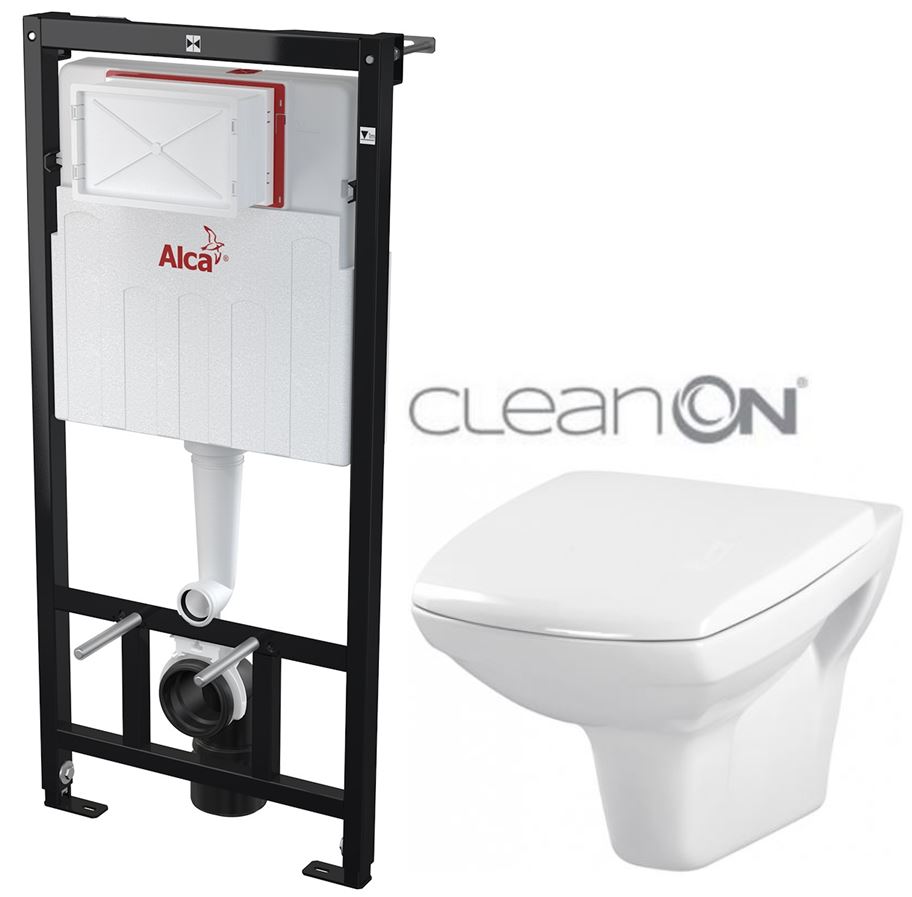 Obrázok /SET/ALCAPLAST - SET Sádromodul - predstenový inštalačný systém určený pre suchú inštaláciu 1,2 m + WC CERSANIT CLEANON CARINA + SEDADLO (AM101/1120 X CA1)