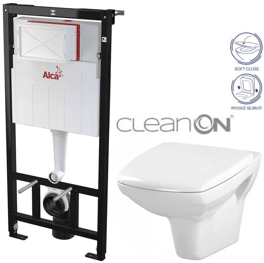 Obrázok /SET/ALCAPLAST - SET Sádromodul - predstenový inštalačný systém určený pre suchú inštaláciu 1,2 m + WC CERSANIT CLEANON CARINA + SEDADLO (AM101/1120 X CA2)