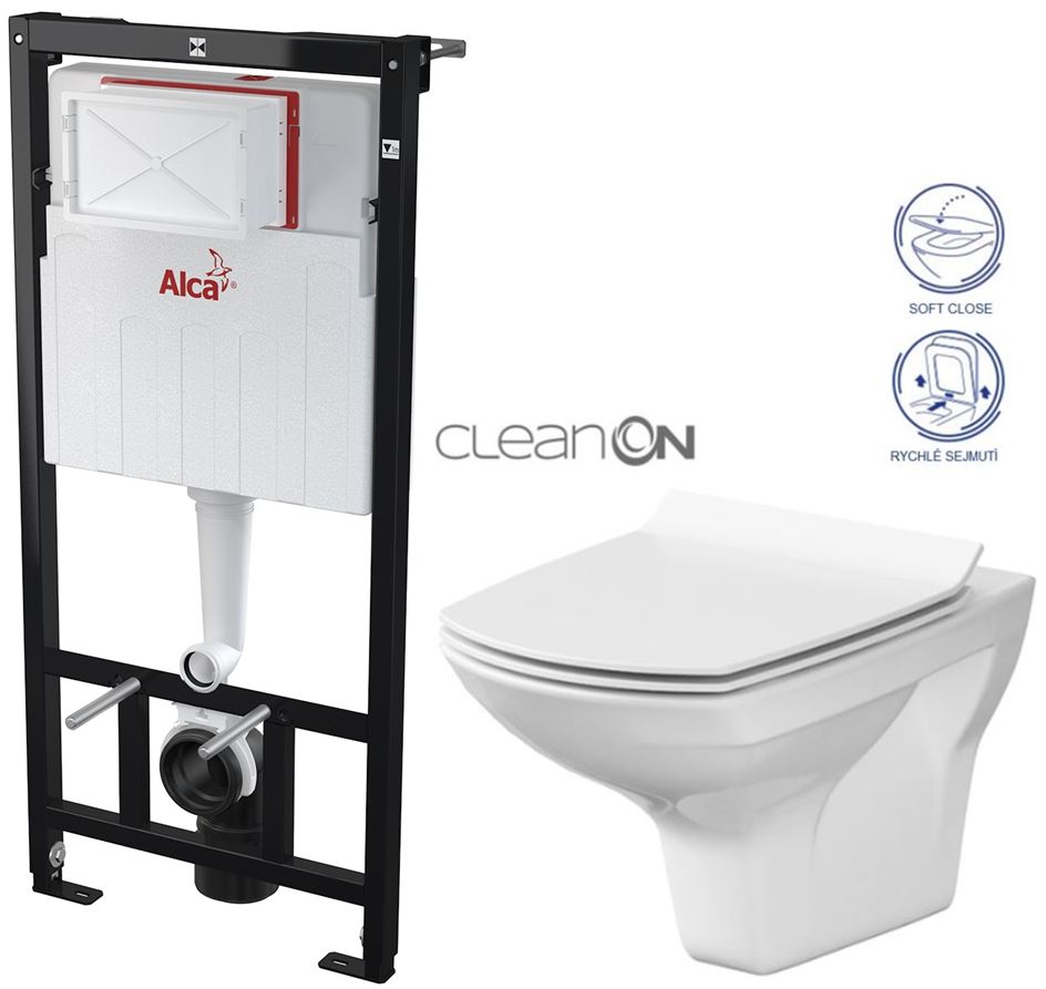 Obrázok /SET/ALCAPLAST - SET Sádromodul - predstenový inštalačný systém určený pre suchú inštaláciu 1,2 m + WC CERSANIT CLEANON CARINA + SEDADLO (AM101/1120 X Ca3)