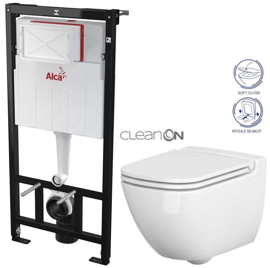 Obrázok /SET/ALCAPLAST - SET Sádromodul - predstenový inštalačný systém určený pre suchú inštaláciu 1,2 m + WC CERSANIT CLEANON CASPIA + SEDADLO (AM101/1120 X CP1)