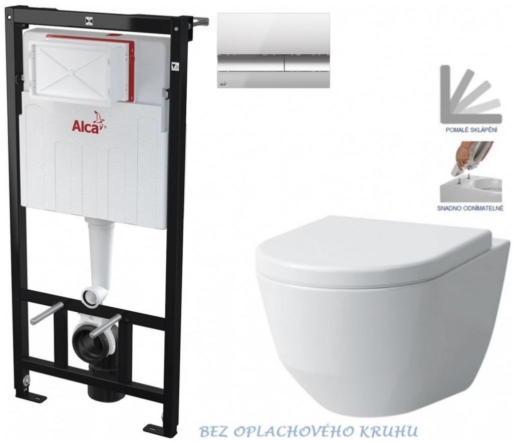 Obrázok /SET/ALCAPLAST - SET Sádromodul - predstenový inštalačný systém + tlačidlo M1721 + WC LAUFEN PRO RIMLESS + SEDADLO (AM101/1120 M1721 LP1)