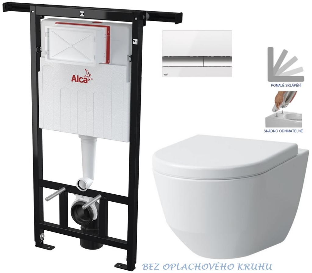 Obrázok /SET/ALCAPLAST - SET Jádromodul - predstenový inštalačný systém + tlačidlo M1720-1 + WC LAUFEN PRO RIMLESS + SEDADLO (AM102/1120 M1720-1 LP1)