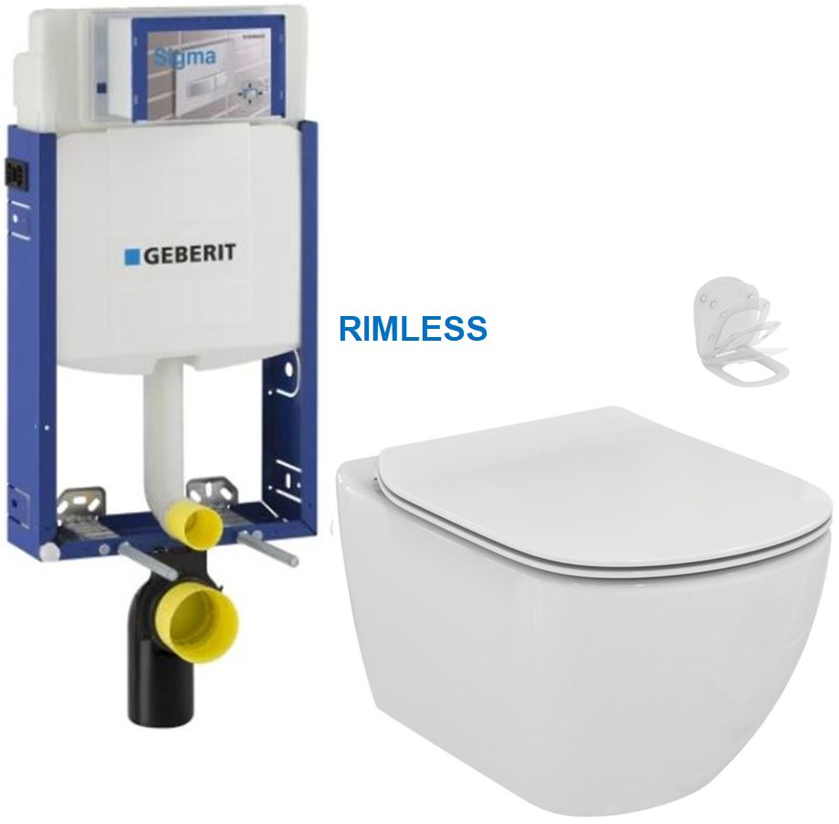 Obrázok /SET/GEBERIT - SET Kombifix KOMBIFIX ECO pre závesné WC, nádržka UP 320 bez Ovládacie dosky + WC TESI RIMLESS (110.302.00.5 TE2)