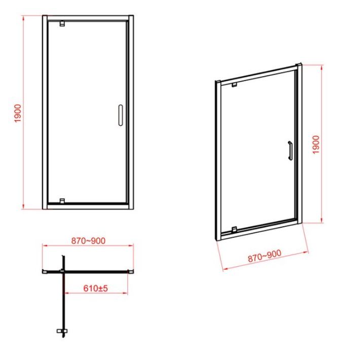 Obrázok /SET/CERSANIT - DVERE 90x190 TRANSPARENT SKLO + VANIČKA (S154-006-SET1)