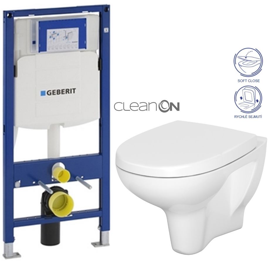 Obrázok /SET/GEBERIT - SET Duofix pre závesné WC 111.300.00.5 bez ovládavý dosky + WC CERSANIT ARTECO CLENON + SEDADLO (111.300.00.5 AT1)